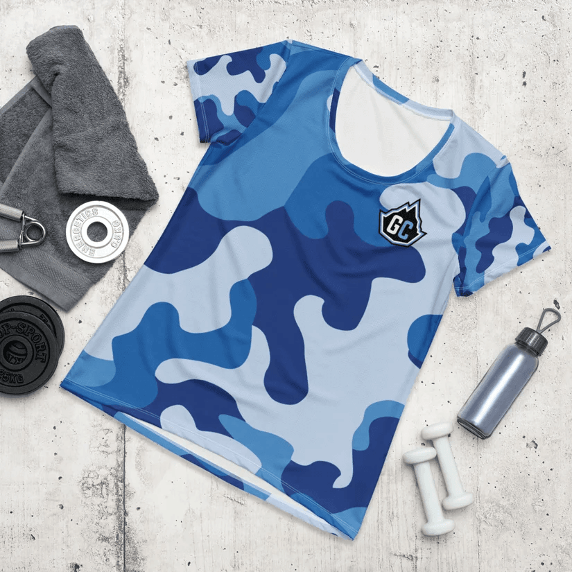 Glacier Blue Camo Women's Athletic T Shirt